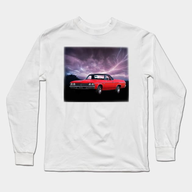 1969 El Camino in our lightning series Long Sleeve T-Shirt by Permages LLC